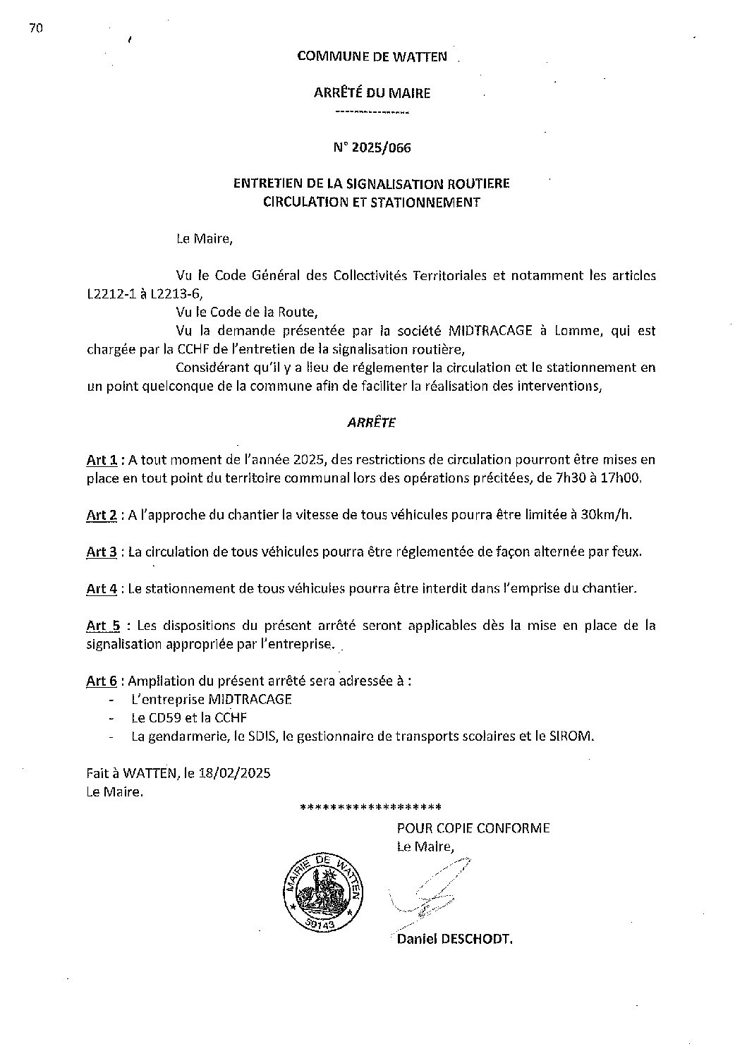 2025-066 arrêté du 18-02-2025 entretien signalisation routière CCHF